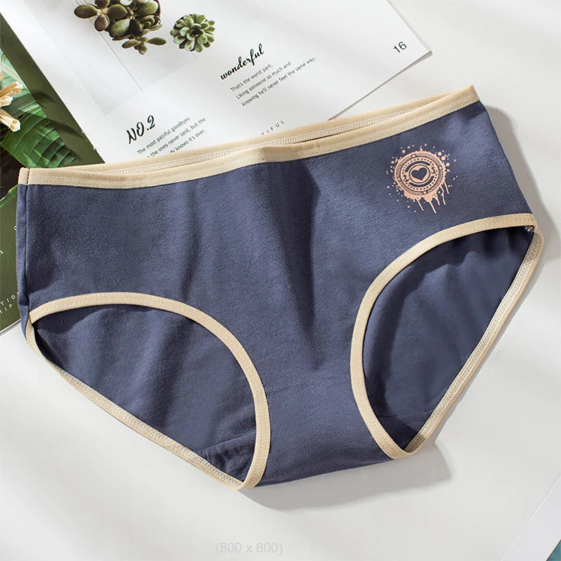 Culotte femme coton taille mi-haute — Respirante couleur unie tricot côtelé
