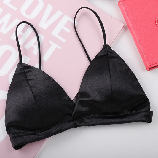 Bra satin style français tube top bretelles ajustables — Taille unique