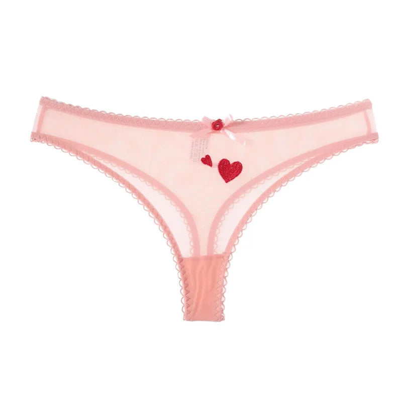 String femme broderie cœur — Transparent sans couture taille basse sexy lingerie