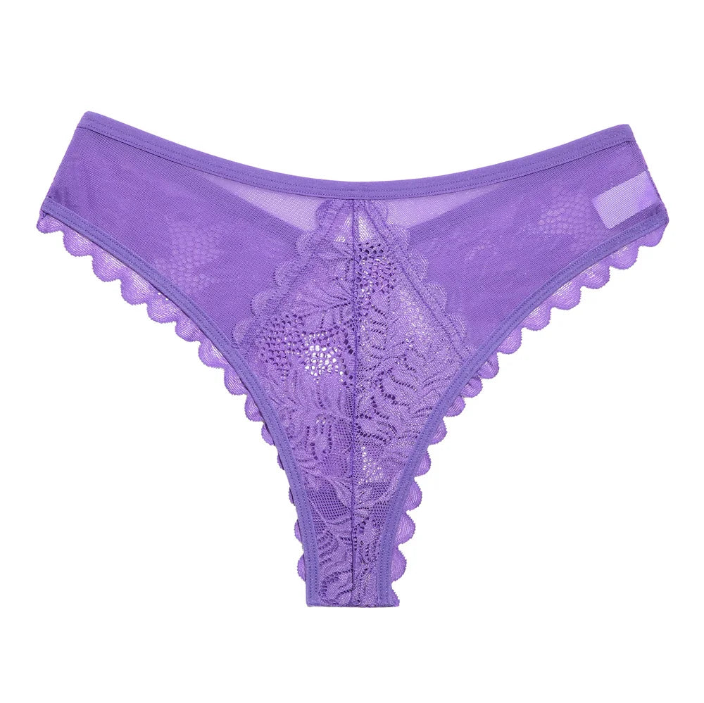 Thong femme résille dentelle — Patchwork transparent sexy