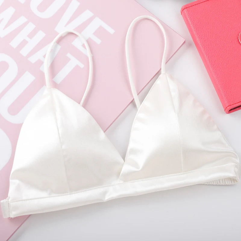 Bra satin style français tube top bretelles ajustables — Taille unique