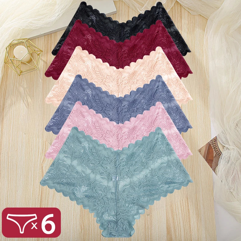 Lot 6 Culottes Dentelle Taille Haute FINETOO - Brésiliennes S-XL - Nos Petits KIFF