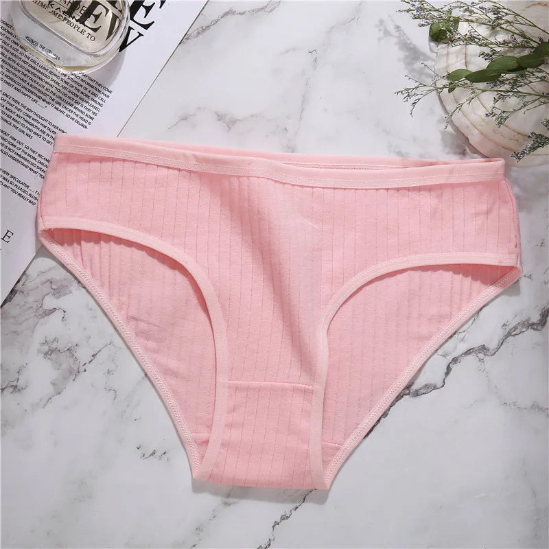 Culotte femme coton sans coutures — Taille basse respirante douce couleur unie