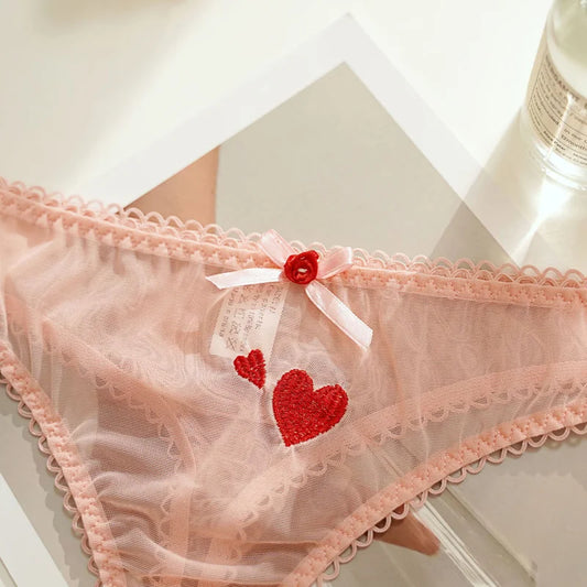 String femme broderie cœur — Transparent sans couture taille basse sexy lingerie