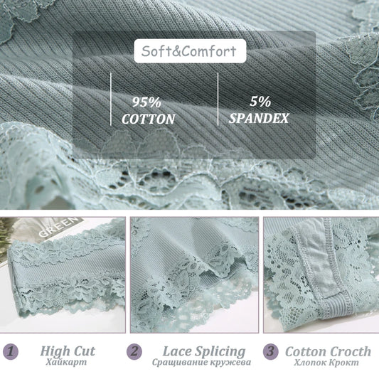 Culotte brésilienne dentelle coton taille basse — S-XL