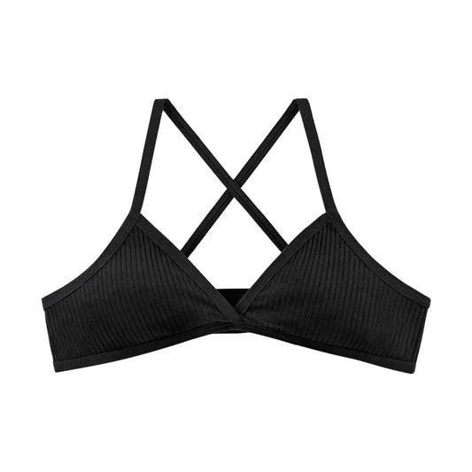 Bralette triangle sans armature — Coton doux Deep-V bretelles fixes sexy