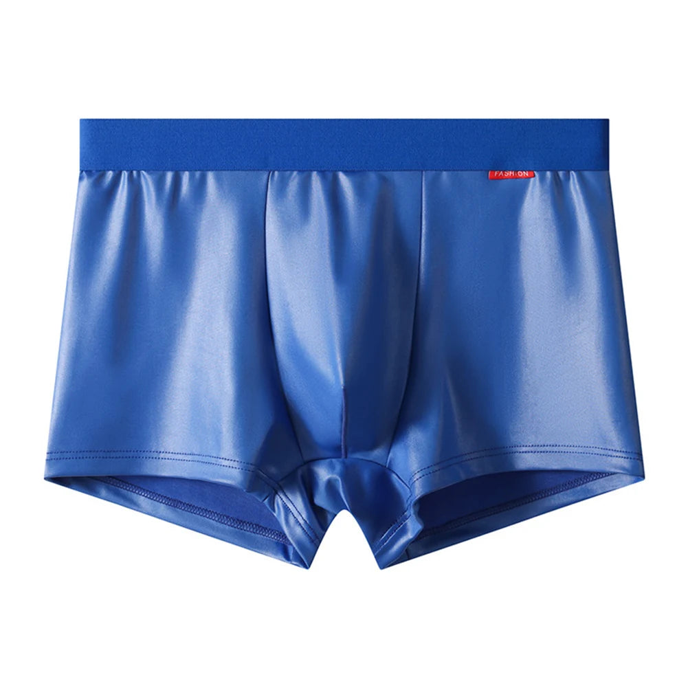 Men's Boxers PU Leather Panties High Elastic U Convex Pouch Lingerie Underwear Thin Breathable Boxers Bikini Briefs for Men