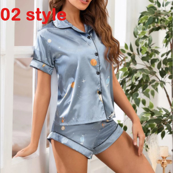 Ensemble Pyjama Satin Col V + Short — Toutes Saisons