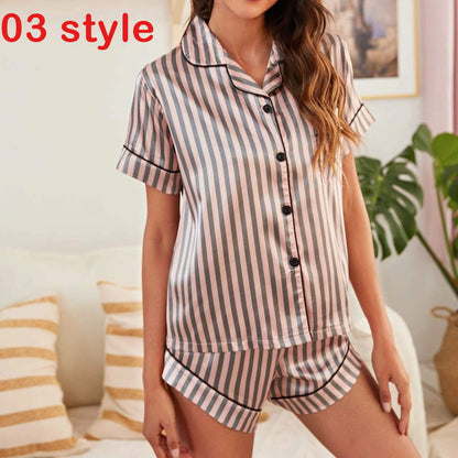 Ensemble Pyjama Satin Col V + Short — Toutes Saisons