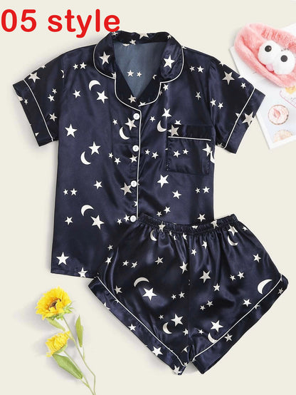 Ensemble Pyjama Satin Col V + Short — Toutes Saisons
