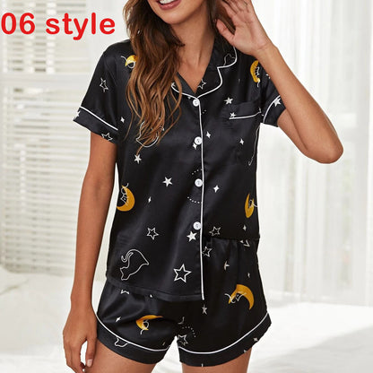 Ensemble Pyjama Satin Col V + Short — Toutes Saisons