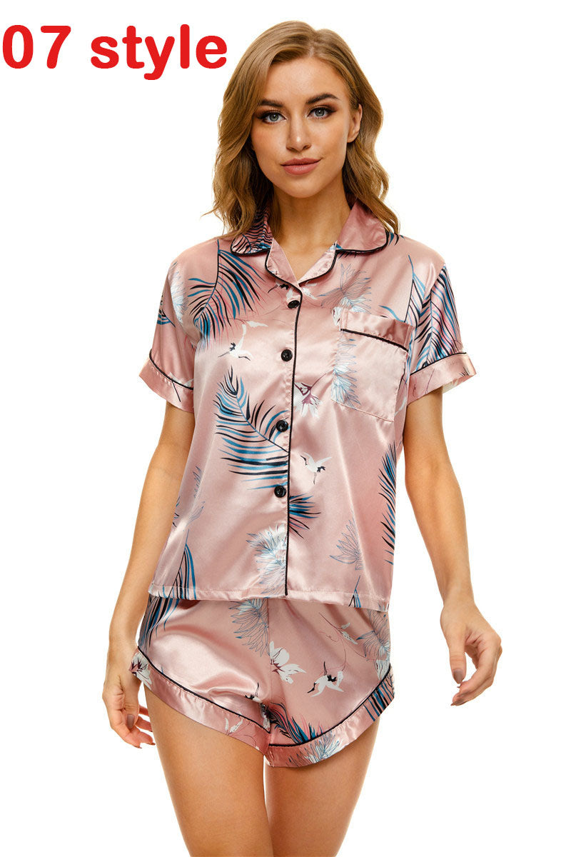 Ensemble Pyjama Satin Col V + Short — Toutes Saisons
