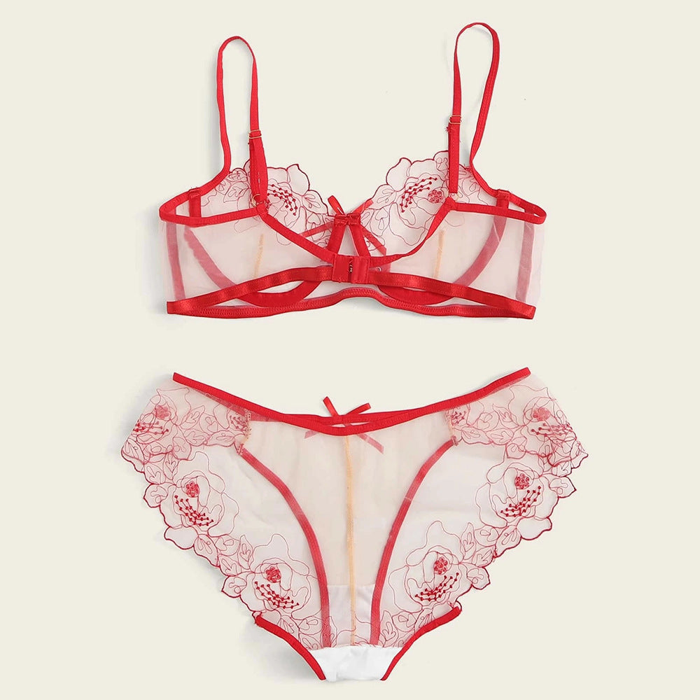 Ensemble lingerie mesh brodé — Transparence & élégance
