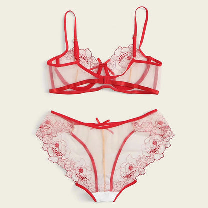 Ensemble lingerie mesh brodé — Transparence & élégance