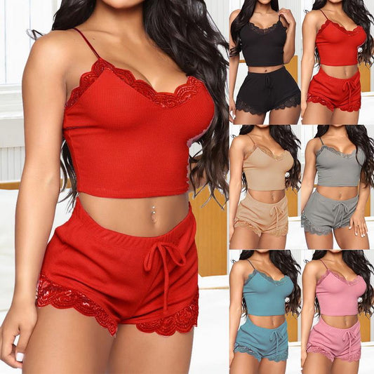 Ensemble Haut & Short Dentelle Multicolore — S-XL