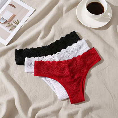 Culotte femme dentelle brodée — Taille basse ajourée