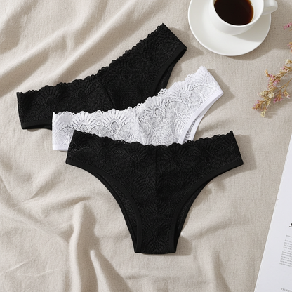 Culotte femme dentelle brodée — Taille basse ajourée