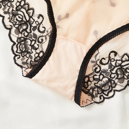 Culotte femme résille brodée — Dentelle sexy taille M-XL