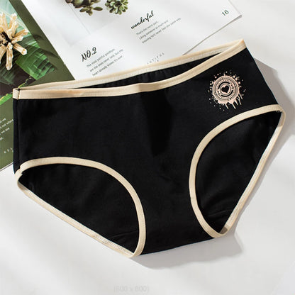 Culotte femme coton taille mi-haute — Respirante couleur unie tricot côtelé