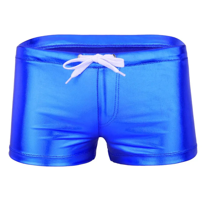 Men's Boxer Shorts Male Drawstring Shorts Patent Leather Lingerie Homme Casual Shorts Summer Elastic Waistband Short Male Pants