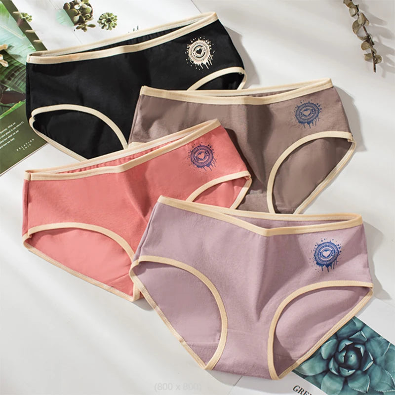Culotte femme coton taille mi-haute — Respirante couleur unie tricot côtelé