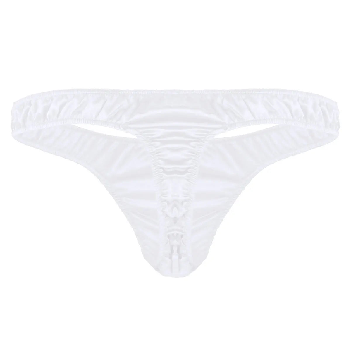 Men's Low-Rise G-String Briefs, Male Gay Sissy Panties Underwear, Soft Shiny Satin, Men's Ruffled Thong Underpants, Sexy Lingerie