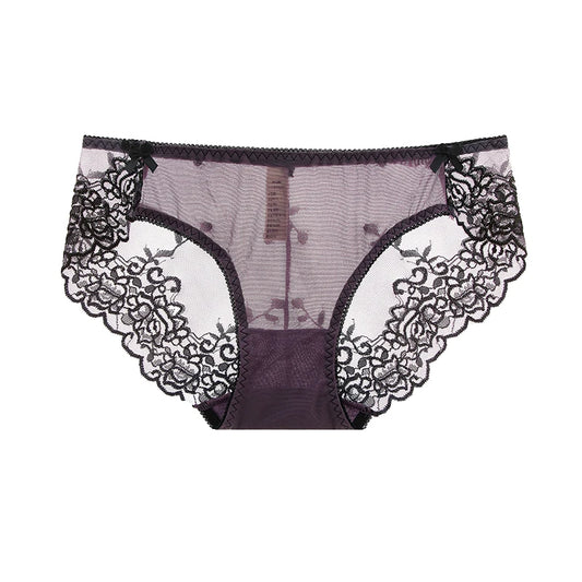 Culotte femme résille brodée — Dentelle sexy taille M-XL