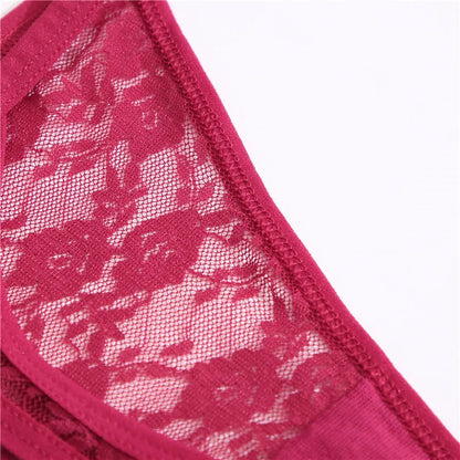 FINETOO 2PCS/Set Women Lace G-string Panties Thongs Sexy Underwear Panties Low-Waist Women's Underpants Mesh Transparent Lingerie