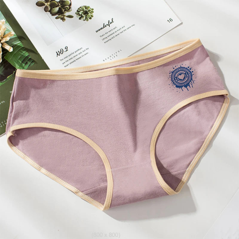 Culotte femme coton taille mi-haute — Respirante couleur unie tricot côtelé