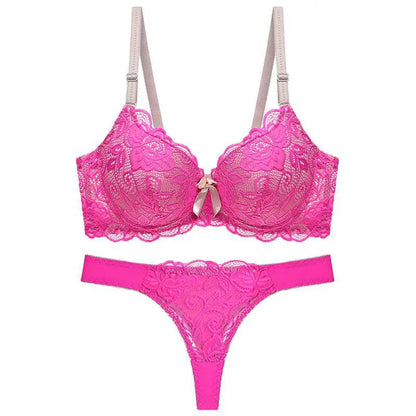 Ensemble Lingerie Push-Up Rose Grande Taille - Soutien-gorge & String - Nos Petits KIFF