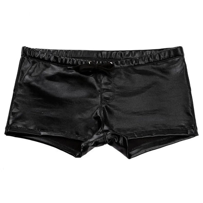 Men's Boxer Shorts Male Drawstring Shorts Patent Leather Lingerie Homme Casual Shorts Summer Elastic Waistband Short Male Pants
