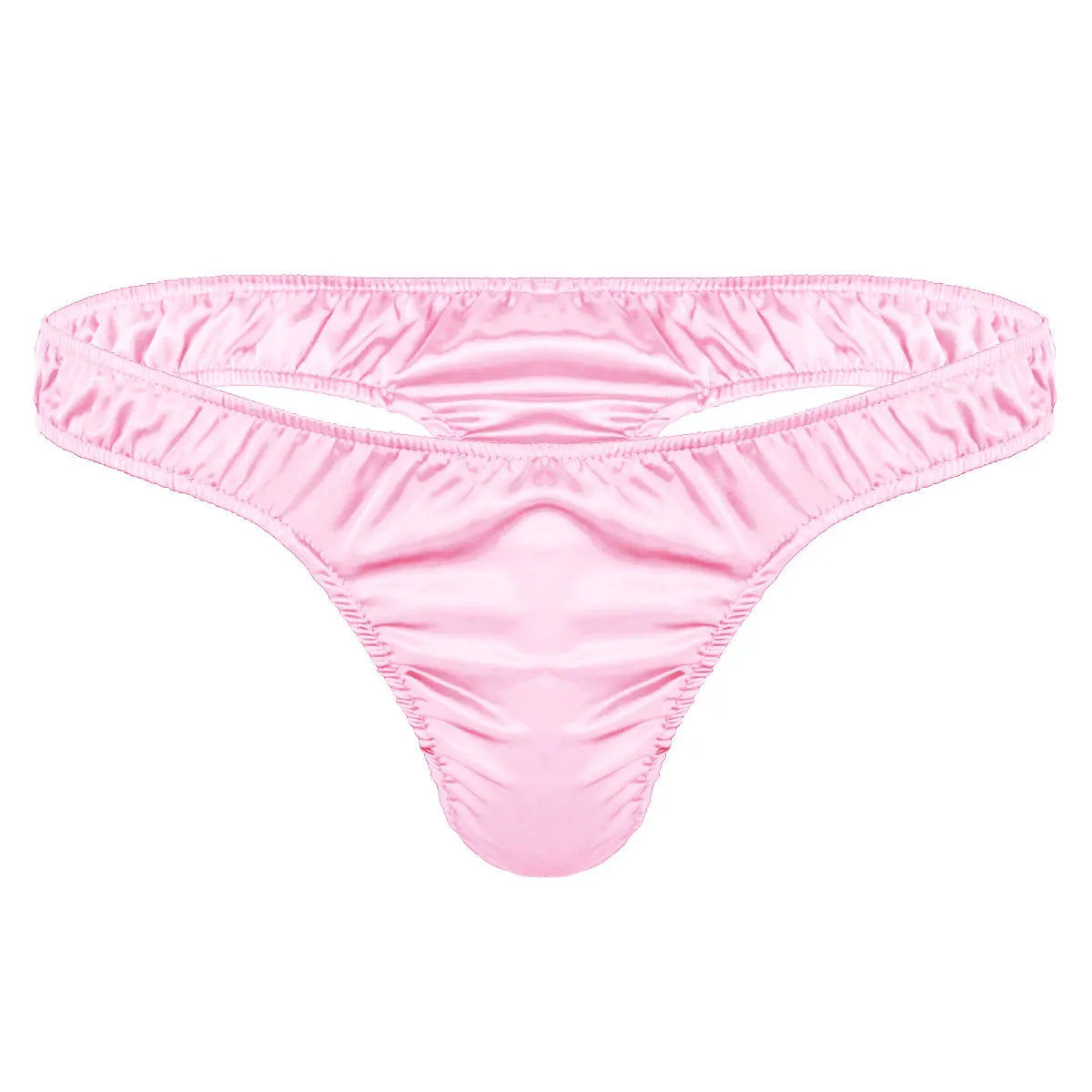 Men's Low-Rise G-String Briefs, Male Gay Sissy Panties Underwear, Soft Shiny Satin, Men's Ruffled Thong Underpants, Sexy Lingerie