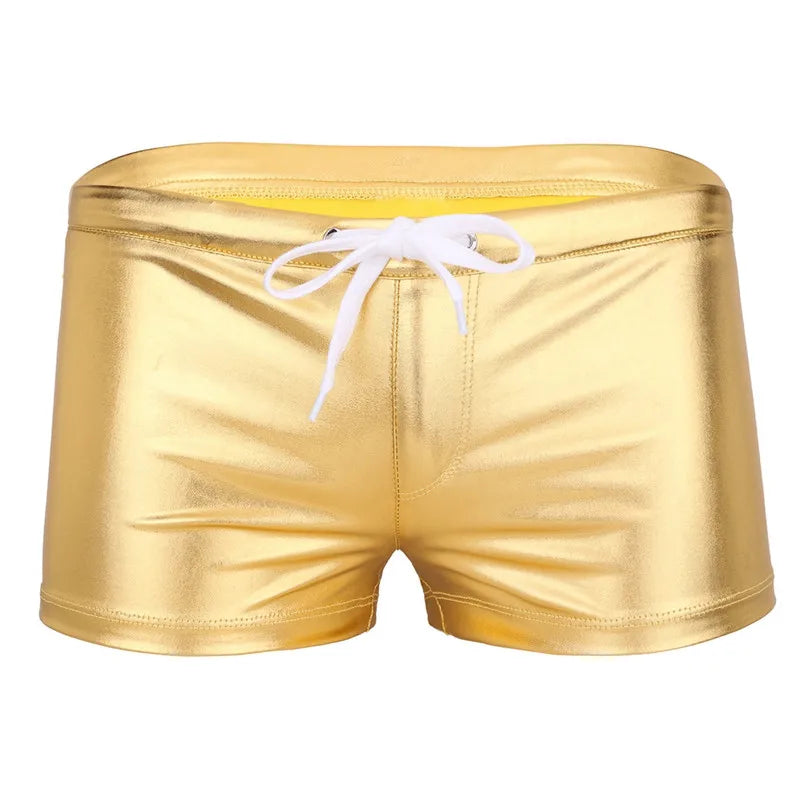 Men's Boxer Shorts Male Drawstring Shorts Patent Leather Lingerie Homme Casual Shorts Summer Elastic Waistband Short Male Pants