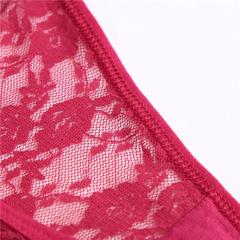 FINETOO 2PCS/Set Women Lace G-string Panties Thongs Sexy Underwear Panties Low-Waist Women's Underpants Mesh Transparent Lingerie