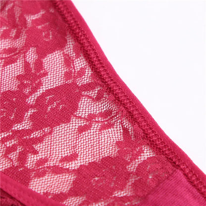FINETOO 2PCS/Set Women Lace G-string Panties Thongs Sexy Underwear Panties Low-Waist Women's Underpants Mesh Transparent Lingerie