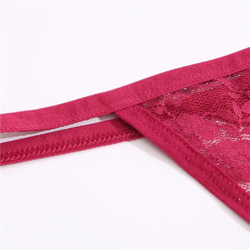 FINETOO 2PCS/Set Women Lace G-string Panties Thongs Sexy Underwear Panties Low-Waist Women's Underpants Mesh Transparent Lingerie