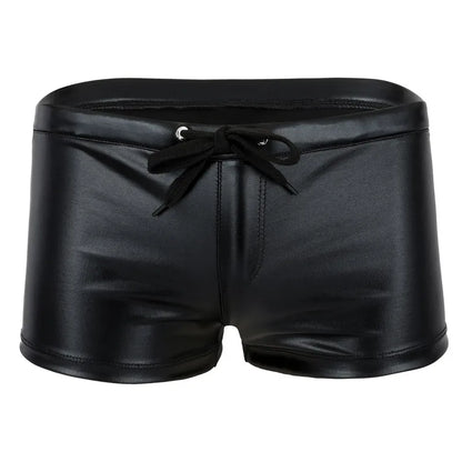Men's Boxer Shorts Male Drawstring Shorts Patent Leather Lingerie Homme Casual Shorts Summer Elastic Waistband Short Male Pants