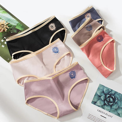 Culotte femme coton taille mi-haute — Respirante couleur unie tricot côtelé