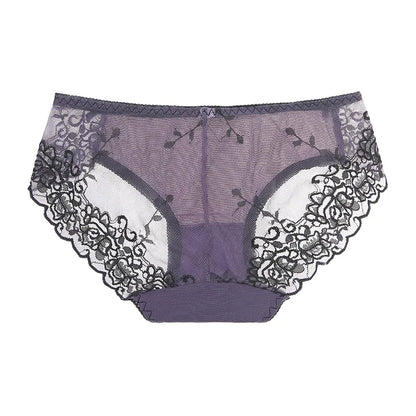 Culotte femme résille brodée — Dentelle sexy taille M-XL