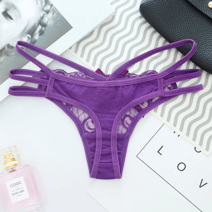 Thong femme coton T-back — G-string sexy confortable couleur unie
