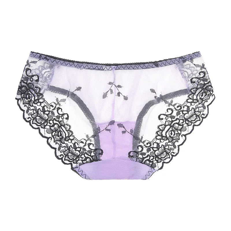 Culotte femme résille brodée — Dentelle sexy taille M-XL
