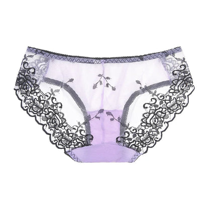 Culotte femme résille brodée — Dentelle sexy taille M-XL