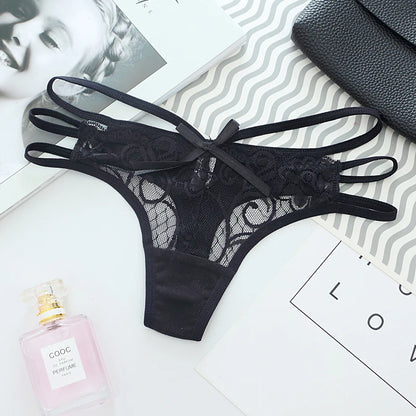 Thong femme coton T-back — G-string sexy confortable couleur unie