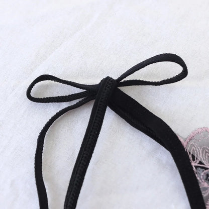 Culotte femme dentelle brodée — Transparente nœud papillon sexy