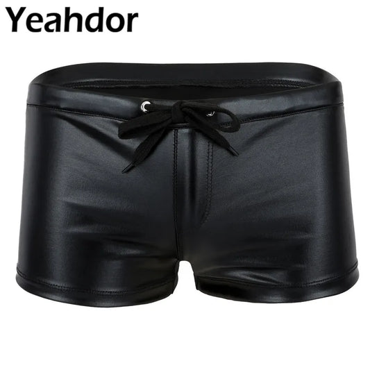 Short Homme Cuir Verni - Cordon Élastique & Style Audacieux M-XL - Nos Petits KIFF