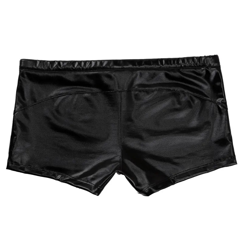 Men's Boxer Shorts Male Drawstring Shorts Patent Leather Lingerie Homme Casual Shorts Summer Elastic Waistband Short Male Pants