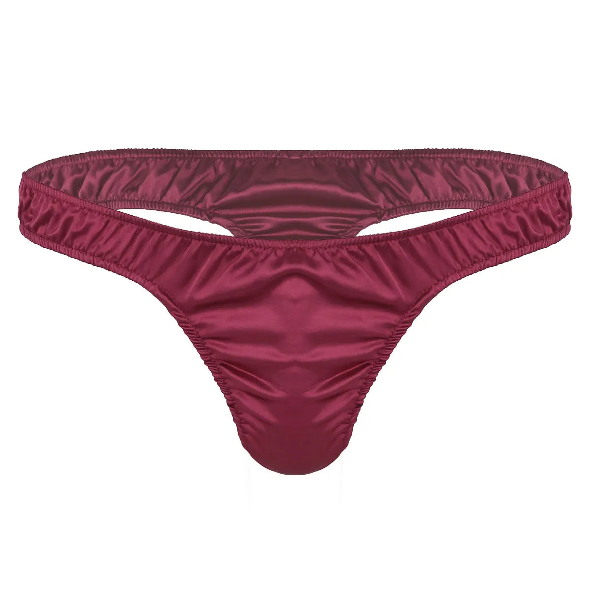 Men's Low-Rise G-String Briefs, Male Gay Sissy Panties Underwear, Soft Shiny Satin, Men's Ruffled Thong Underpants, Sexy Lingerie