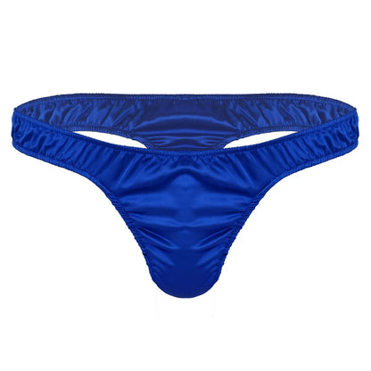 Men's Low-Rise G-String Briefs, Male Gay Sissy Panties Underwear, Soft Shiny Satin, Men's Ruffled Thong Underpants, Sexy Lingerie