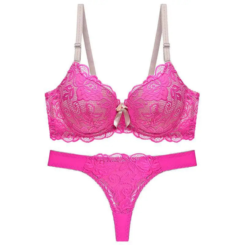 Ensemble Lingerie Push-Up Rose Grande Taille - Soutien-gorge & String - Nos Petits KIFF