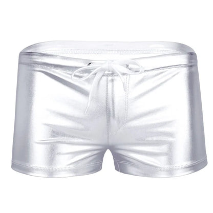 Men's Boxer Shorts Male Drawstring Shorts Patent Leather Lingerie Homme Casual Shorts Summer Elastic Waistband Short Male Pants